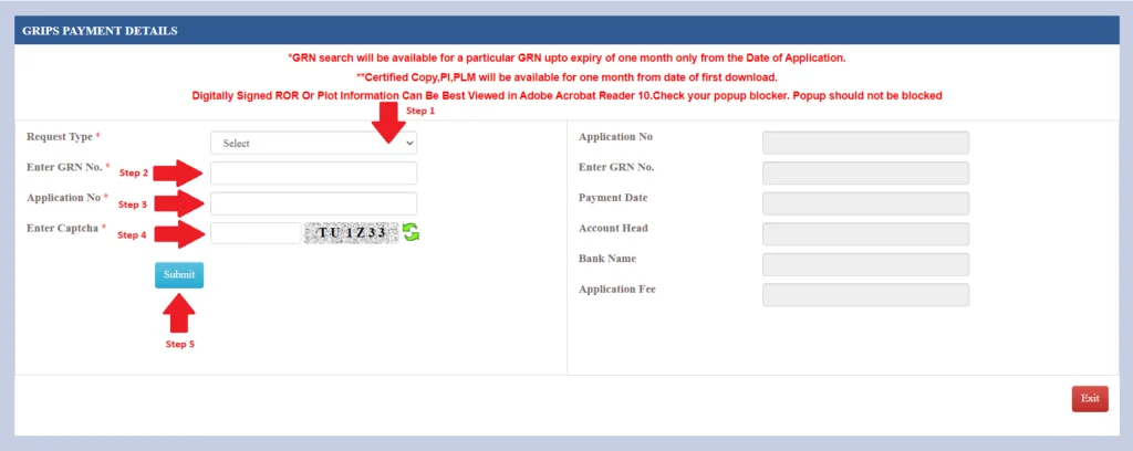 GRN Search Details